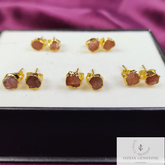 Raw Sunstone Earrings, Gemstone Stud Earrings, Gold Plated Earring, Electroplated Studs Earrings, Crystal Stud Earrings, Fashion Earrings